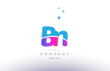 bn b n  pink blue white modern alphabet letter logo icon template