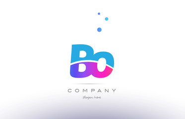 bo b o  pink blue white modern alphabet letter logo icon template