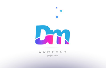 dm d m  pink blue white modern alphabet letter logo icon template