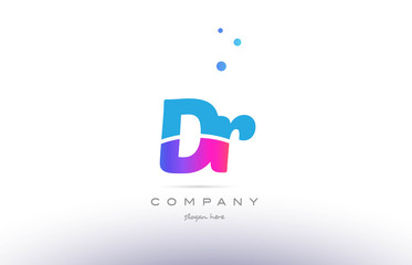 dr d r  pink blue white modern alphabet letter logo icon template