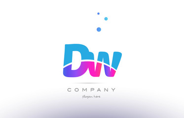 dw d w  pink blue white modern alphabet letter logo icon template