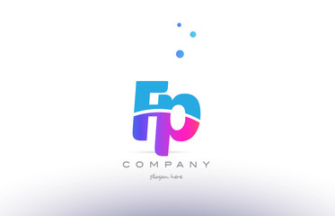 fp f p  pink blue white modern alphabet letter logo icon template