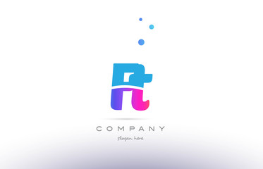 ft f t  pink blue white modern alphabet letter logo icon template