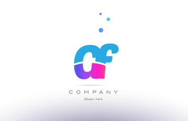 gf g f  pink blue white modern alphabet letter logo icon template