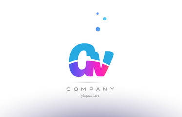 gv g v  pink blue white modern alphabet letter logo icon template
