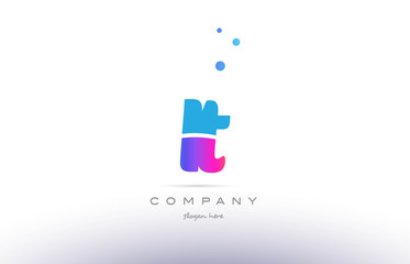it i t  pink blue white modern alphabet letter logo icon template