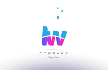 iw i w  pink blue white modern alphabet letter logo icon template