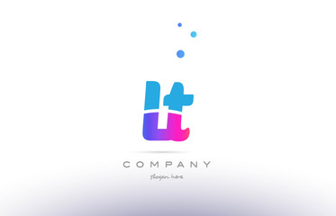 Fototapeta premium lt l t pink blue white modern alphabet letter logo icon template