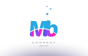 mb m b  pink blue white modern alphabet letter logo icon template