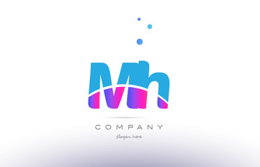 mh m h  pink blue white modern alphabet letter logo icon template