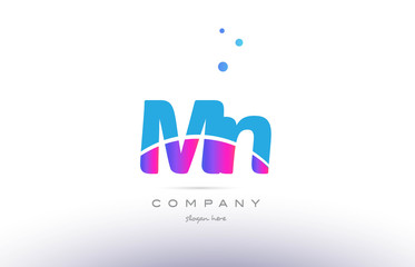 mn m n  pink blue white modern alphabet letter logo icon template