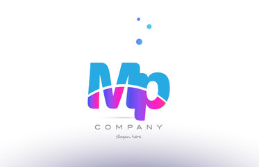 mp m p  pink blue white modern alphabet letter logo icon template