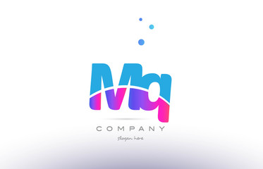 mq m q  pink blue white modern alphabet letter logo icon template