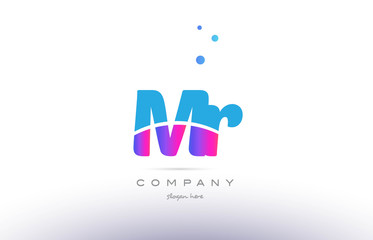 mr m r  pink blue white modern alphabet letter logo icon template