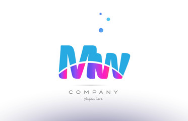 mw m w  pink blue white modern alphabet letter logo icon template