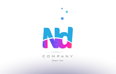 nd n d  pink blue white modern alphabet letter logo icon template