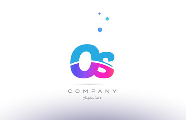 os o s  pink blue white modern alphabet letter logo icon template