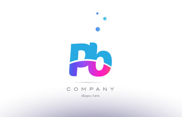 pb p b  pink blue white modern alphabet letter logo icon template