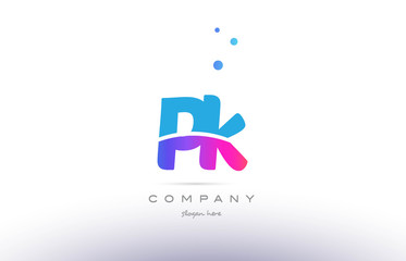 pk p k  pink blue white modern alphabet letter logo icon template - obrazy, fototapety, plakaty
