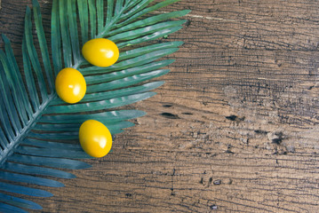 eggs with palm leaf