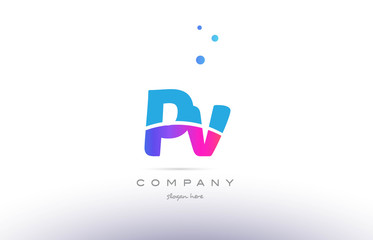 Fototapeta premium pv p v pink blue white modern alphabet letter logo icon template