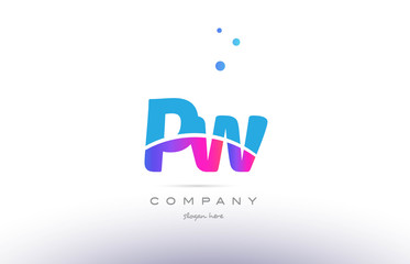 Fototapeta premium pw p w pink blue white modern alphabet letter logo icon template