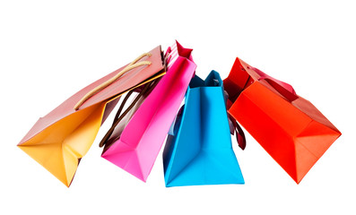 Colorful shopping bags isolated on white background