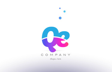qe q e  pink blue white modern alphabet letter logo icon template