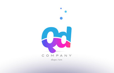 qd q d  pink blue white modern alphabet letter logo icon template