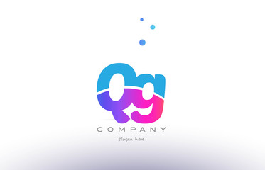 qg q g  pink blue white modern alphabet letter logo icon template