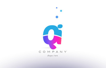 qi q i  pink blue white modern alphabet letter logo icon template