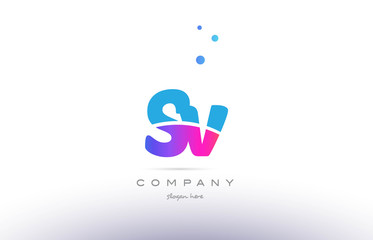 Fototapeta premium sv s v pink blue white modern alphabet letter logo icon template