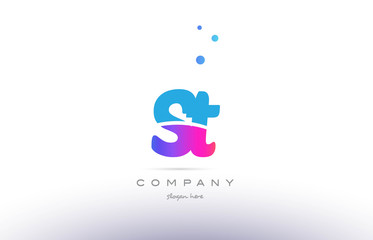 st s t  pink blue white modern alphabet letter logo icon template