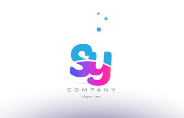 sy s y  pink blue white modern alphabet letter logo icon template