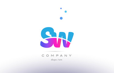 Obraz premium sw s w pink blue white modern alphabet letter logo icon template