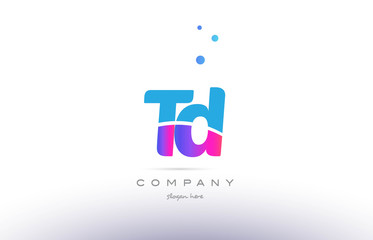 td t d  pink blue white modern alphabet letter logo icon template
