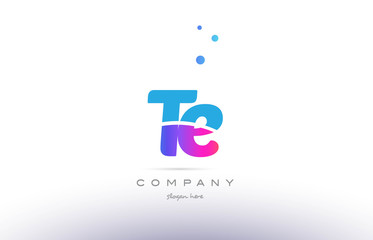 te t e  pink blue white modern alphabet letter logo icon template