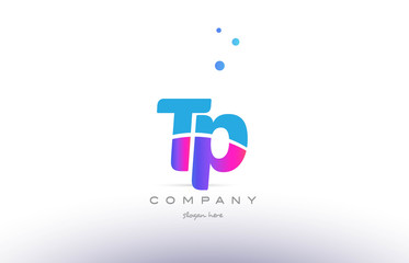 tp t p  pink blue white modern alphabet letter logo icon template