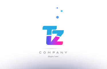 tz t z  pink blue white modern alphabet letter logo icon template