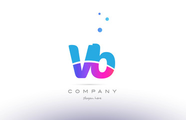 vb v b  pink blue white modern alphabet letter logo icon template