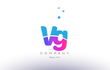 vg v g  pink blue white modern alphabet letter logo icon template