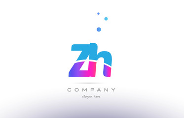 zh z h  pink blue white modern alphabet letter logo icon template