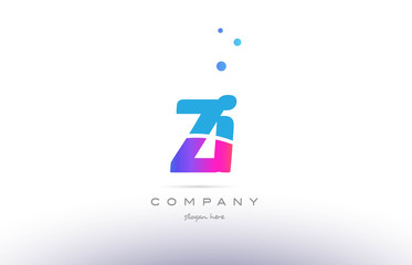 zi z i  pink blue white modern alphabet letter logo icon template