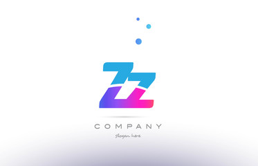 zz z  pink blue white modern alphabet letter logo icon template