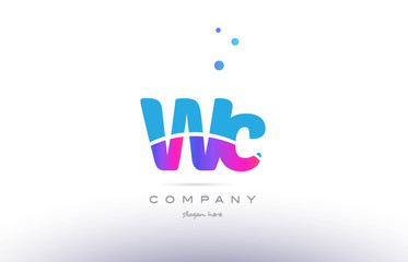 wc w c  pink blue white modern alphabet letter logo icon template