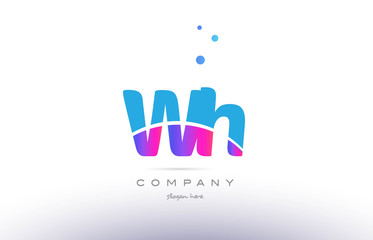 wh w h  pink blue white modern alphabet letter logo icon template