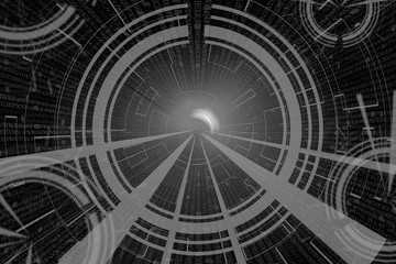 gray circular glow wave. scifi or game background.