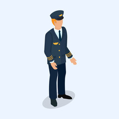 Aviator, pilot figure isolated on a light background