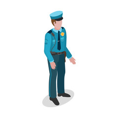 Obraz premium Policeman in uniform 3d isometric style vector illustration