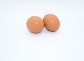 Chicken eggs on white background